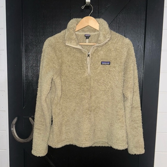 Patagonia Los Gatos 1/4 Zip Pullover Soft Teddy Fleece Sweatshirt Khaki Tan Sz M - Picture 3 of 12